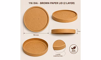116 Dia - Brown  Paper Lid (2 layer)