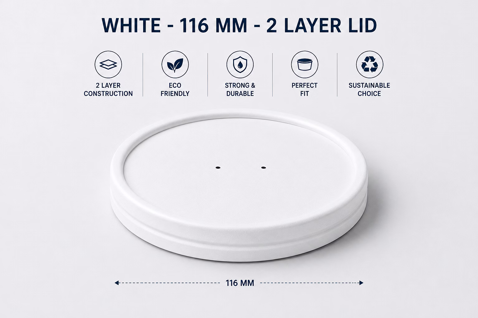 White - 116 MM - 2 Layer Lid image 2