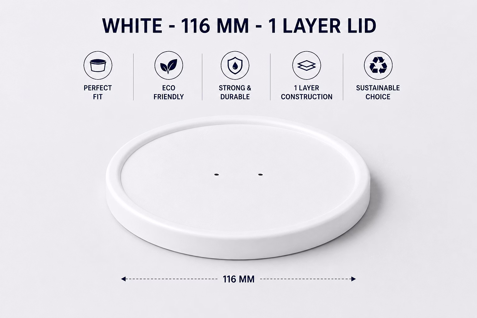 White - 116 MM - 1 Layer Lid image 1