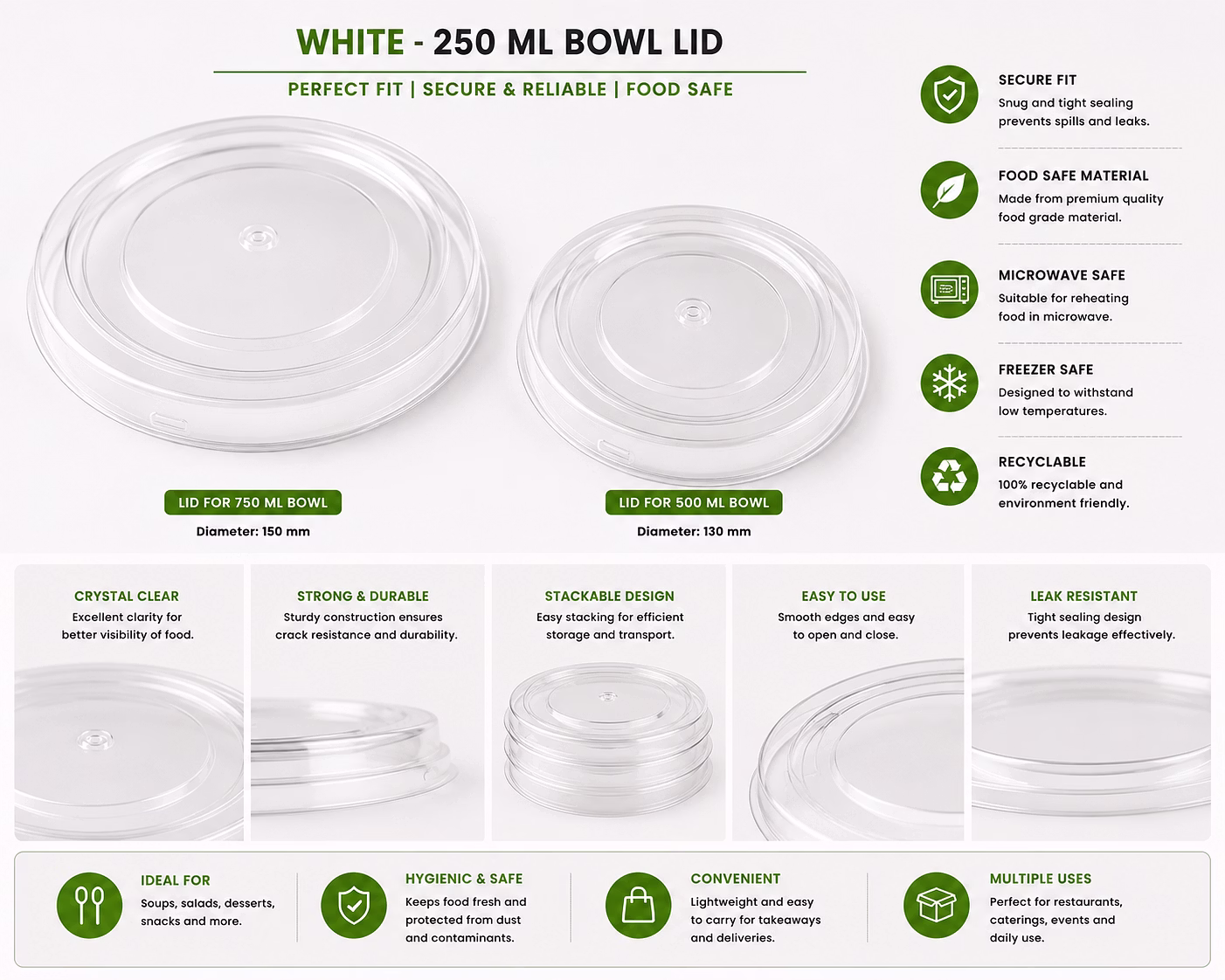 White - 250 ML BOWL Lid image 1