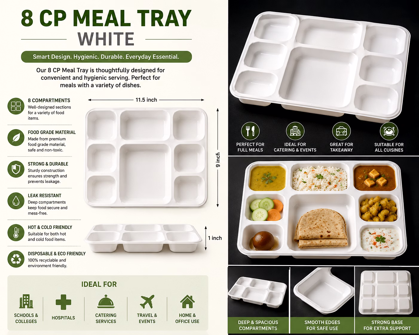 retree 8 cp meal tray white