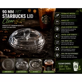 retree 90 mm - pet - starbucks lid - clear