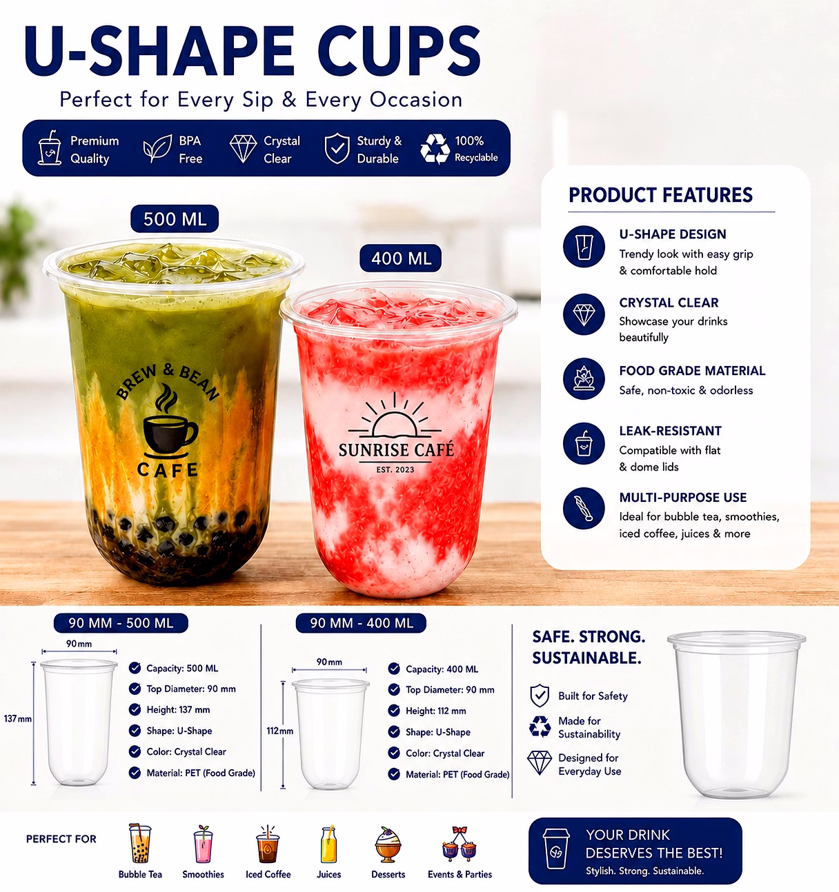 retree 90 mm - 500 ml u-shape cup