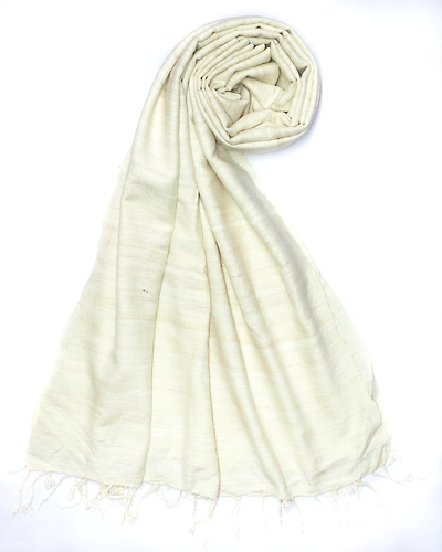 Ahimsa silk scarf in Ivory-11750852