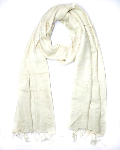 Ahimsa silk scarf in Ivory-1