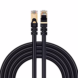 nie cat 7 ethernet lan cable, high speed sftp shielded internet network lan/patch cable with rj45 connectors, black, 1 mtr.