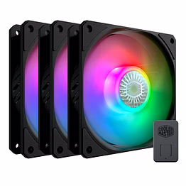 cooler master sickleflow 120 v2 argb 3in1 120mm square frame fan, customizable leds, air balance curve blade design, sealed bearing, pwm control for computer case and liquid radiator