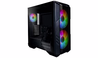 Cooler Master HAF 500 Computer Case - Black | High Airflow Cabinet | Mesh Front Panel | Dual 200mm ARGB Fans | Rotatable GPU Fan | Type C Connector | Removable Top Panel | Upto ATX ,E ATX Mobo