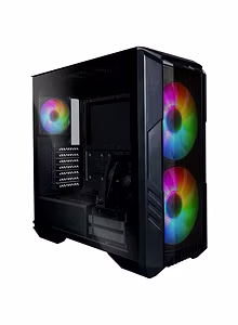 Cooler Master HAF 500 Computer Case - Black | High Airflow Cabinet | Mesh Front Panel | Dual 200mm ARGB Fans | Rotatable GPU Fan | Type C Connector | Removable Top Panel | Upto ATX ,E ATX Mobo