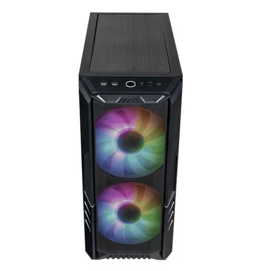 Cooler Master HAF 500 Computer Case - Black | High Airflow Cabinet | Mesh Front Panel | Dual 200mm ARGB Fans | Rotatable GPU Fan | Type C Connector | Removable Top Panel | Upto ATX ,E ATX Mobo-1