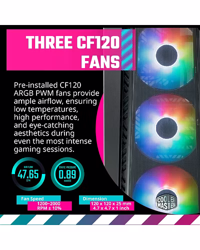 Cooler Master MasterBox MB520 ARGB Airflow ATX Mid-Tower Cabinet with 3 120mm ARGB Fans and a Tempered Glass Side Panel-2