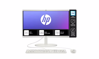 HP All-in-One, Intel N200 (8GB DDR5, 512GB SSD) 21.45'' (54.5 Cm), FHD, Win 11, White, 4.17 Kg, Intel UHD Graphics, 720P HD Camera W/Privacy Shutter, Dual Speakers, Dg0154In