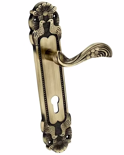 Brass door handle peacock design-12086890