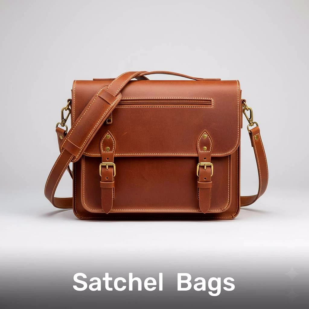 Satchel bags collection for bulk buyers, exporters, and trade sourcing, including leather and office