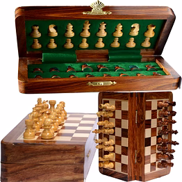 wooden chess set magnetic size 12x12