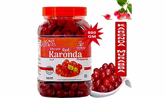 NATRAJ The Right Choice Candied Kashmiri Red Cherry|Glazed Candy |Murabba Karonda Seedless for Cakes & Cookies Decoration 800g