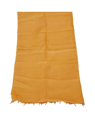 Sanskriti Vintage Dupatta Long Stole Pure Silk Mustard Hijab Hand Embroidered DC-28030-Mustard-Hand Embroidered With Thread Work-Pure Silk-6