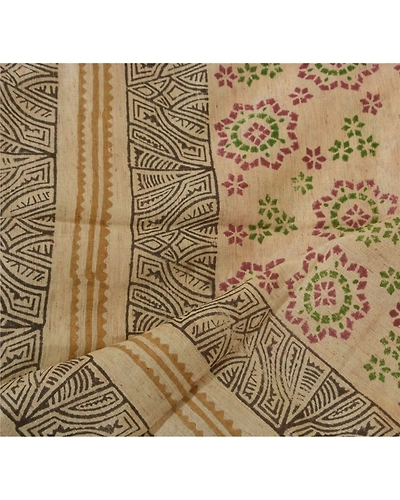 Sanskriti Vintage Dupatta Long Stole Handloom Cotton Hand Embroidered Shawl DC-29868-Cream-Hand Embroidered With Patch &amp; Mirror Work-Handloom Cotton-3