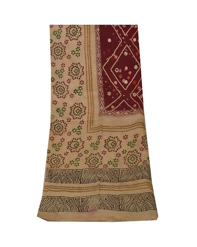 Sanskriti Vintage Dupatta Long Stole Handloom Cotton Hand Embroidered Shawl DC-29868-Cream-Hand Embroidered With Patch &amp; Mirror Work-Handloom Cotton-6