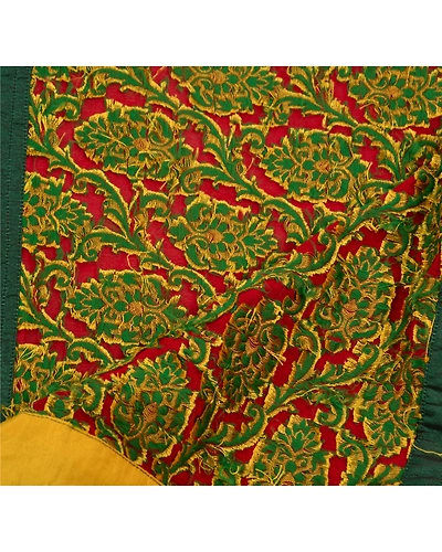 Sanskriti Vintage Dupatta Long Stole Georgette Dark Red Scarves Woven Wrap Veil DC-35543-Dark Red-Woven Work-Georgette-3