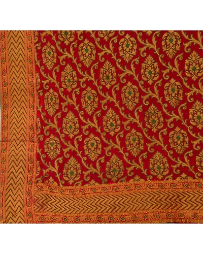 Sanskriti Vintage Dupatta Long Stole Georgette Dark Red Scarves Woven Wrap Veil DC-35543-Dark Red-Woven Work-Georgette-4