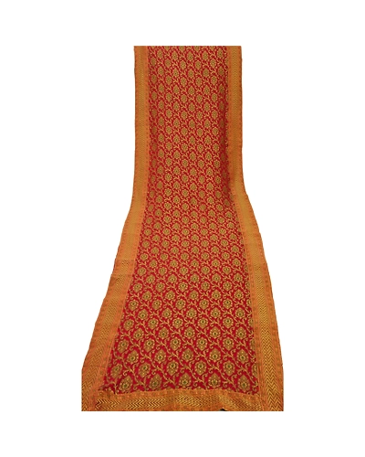 Sanskriti Vintage Dupatta Long Stole Georgette Dark Red Scarves Woven Wrap Veil DC-35543-Dark Red-Woven Work-Georgette-7