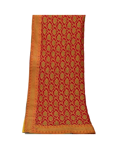 Sanskriti Vintage Dupatta Long Stole Georgette Dark Red Scarves Woven Wrap Veil DC-35543-Dark Red-Woven Work-Georgette-8