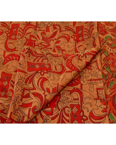 Sanskriti Vintage Dupatta Long Stole Art Silk Cream Hand Embroidered Scarves DC-36384-Cream-Zari Work-Art (Artificial) Silk-3