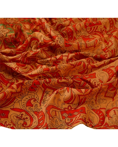 Sanskriti Vintage Dupatta Long Stole Art Silk Cream Hand Embroidered Scarves DC-36384-Cream-Zari Work-Art (Artificial) Silk-6