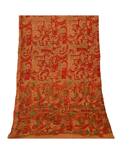 Sanskriti Vintage Dupatta Long Stole Art Silk Cream Hand Embroidered Scarves DC-36384-Cream-Zari Work-Art (Artificial) Silk-9