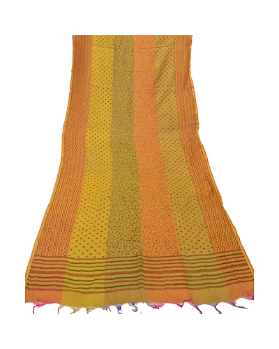 Sanskriti Vintage Dupatta Long Stole Pure Chanderi Silk Green Printed Scarves DC-36424-Green-Printed Work-Pure Chanderi Silk-8