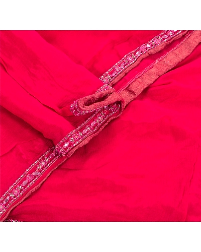 Sanskriti Vintage Dupatta Long Stole Pure Silk Pink Hand Beaded Wrap Veil DC-36525-Pink-Hand Beaded With Sequins &amp; Rhinestone Work-Pure Silk-1