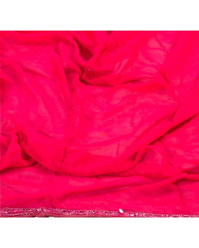 Sanskriti Vintage Dupatta Long Stole Pure Silk Pink Hand Beaded Wrap Veil DC-36525-Pink-Hand Beaded With Sequins &amp; Rhinestone Work-Pure Silk-7