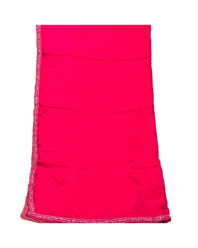 Sanskriti Vintage Dupatta Long Stole Pure Silk Pink Hand Beaded Wrap Veil DC-36525-Pink-Hand Beaded With Sequins &amp; Rhinestone Work-Pure Silk-9