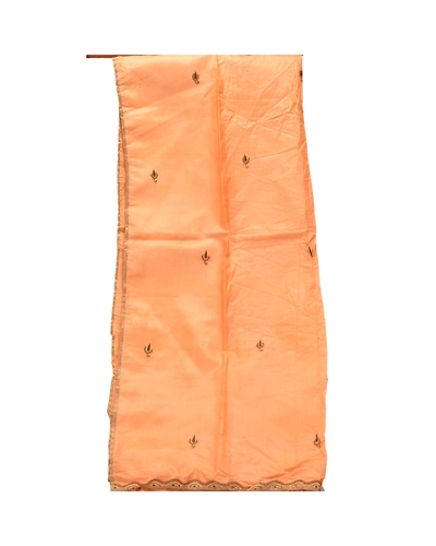 Sanskriti Vintage Dupatta Long Stole 100%Pure Silk Hand Embroidered Wrap Scarves DC-37340-Peach-Thread Work-Pure Silk-8
