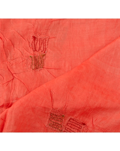 Sanskriti Vintage Dupatta Long Stole Pure Silk Peach Shawl Hand Beaded Scarves DC-37604-Peach-Hand Beaded With Sequins &amp; Beads Work-Pure Silk-4