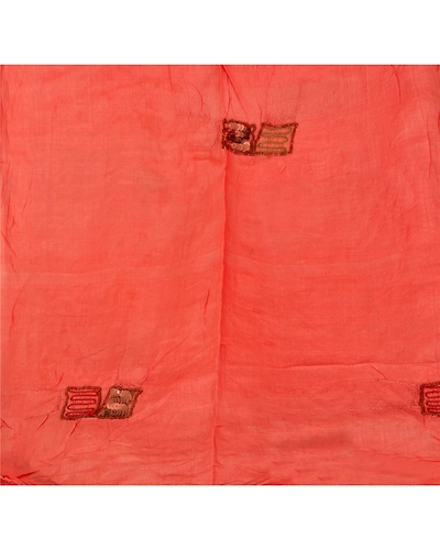 Sanskriti Vintage Dupatta Long Stole Pure Silk Peach Shawl Hand Beaded Scarves DC-37604-Peach-Hand Beaded With Sequins &amp; Beads Work-Pure Silk-5