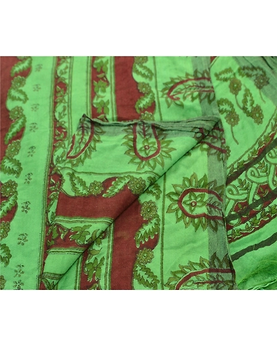 Sanskriti Vintage Dupatta Long Stole Printed Woolen Shawl Green Wrap Scarves DC-37704-Green-Printed Work-Woolen-3