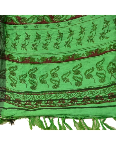 Sanskriti Vintage Dupatta Long Stole Printed Woolen Shawl Green Wrap Scarves DC-37704-Green-Printed Work-Woolen-5