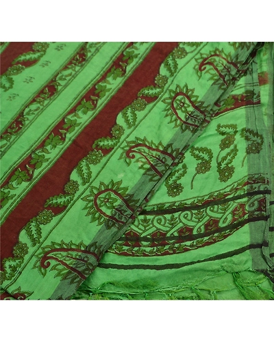 Sanskriti Vintage Dupatta Long Stole Printed Woolen Shawl Green Wrap Scarves DC-37704-Green-Printed Work-Woolen-6