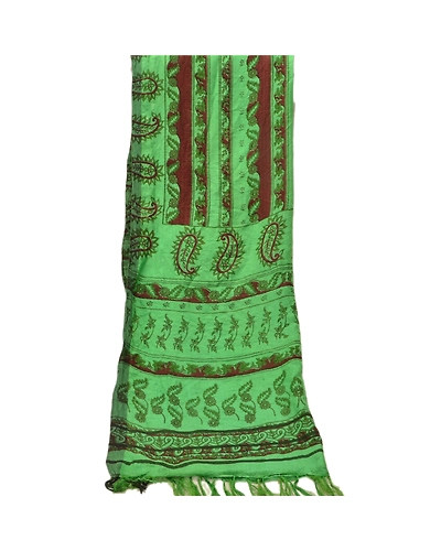 Sanskriti Vintage Dupatta Long Stole Printed Woolen Shawl Green Wrap Scarves DC-37704-Green-Printed Work-Woolen-9