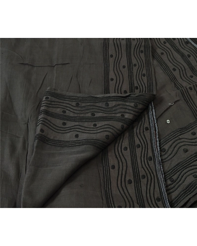 Sanskriti Vintage Dupatta Long Stole Cotton Shawl Hijab Embroidered Wrap Scarves DC-37784-Brown-Thread Work-Cotton-3