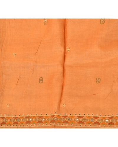 Sanskriti Vintage Dupatta Long Stole Pure Silk Saffron Hand Beaded Wrap Scarves DC-37914-Saffron-Hand Beaded With Thread &amp; Zari Work-Pure Silk-4