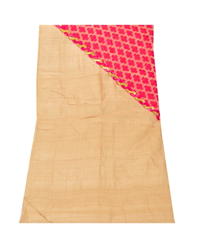 Sanskriti Vintage Dupatta Long Stole Pure Silk Cream Embroidered Patch Scarves DC-37987-Cream-Patch Work-Pure Silk-10