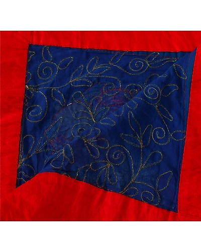Sanskriti Vintage Dupatta Long Stole Blend Georgette Blue Embroidered Scarves DC-40317-Blue-Patch Work-Blend Georgette-3