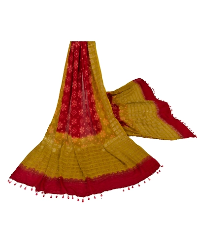 Sanskriti Vintage Dupatta Long Stole Blend Georgette Green Woven Wrap Scarves dc-40464-Green-Woven Work-Blend Georgette-1