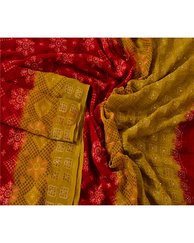 Sanskriti Vintage Dupatta Long Stole Blend Georgette Green Woven Wrap Scarves dc-40464-Green-Woven Work-Blend Georgette-2