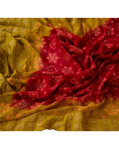Sanskriti Vintage Dupatta Long Stole Blend Georgette Green Woven Wrap Scarves dc-40464-Green-Woven Work-Blend Georgette-4