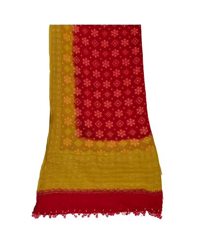 Sanskriti Vintage Dupatta Long Stole Blend Georgette Green Woven Wrap Scarves dc-40464-Green-Woven Work-Blend Georgette-6