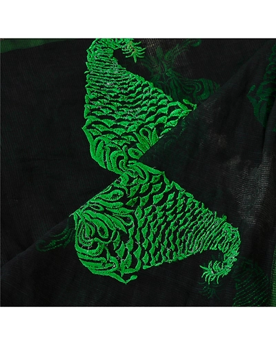 Sanskriti Vintage Dupatta Long Stole Art Silk Veil Black Embroidered Scarves DC-40603-Black-Thread Work-Art (Artificial) Silk-3